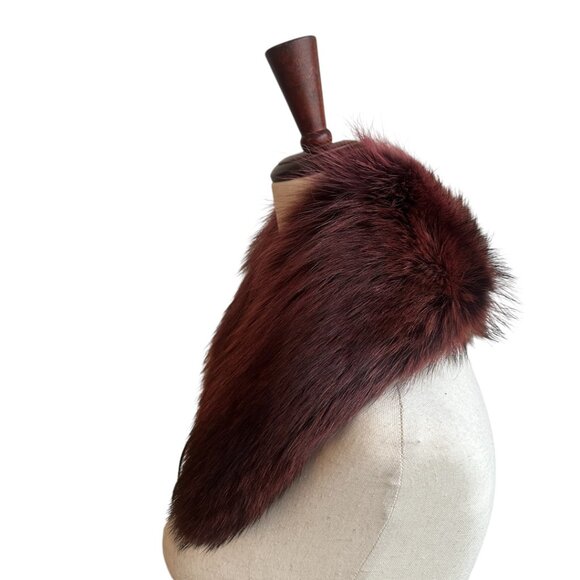 Maroon and black fur collar with velvet backing. Vintage. - Picture 4 of 7